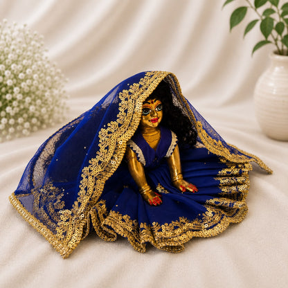 Jogan Meera Dark Blue Single Net Poshak for Radha Ju