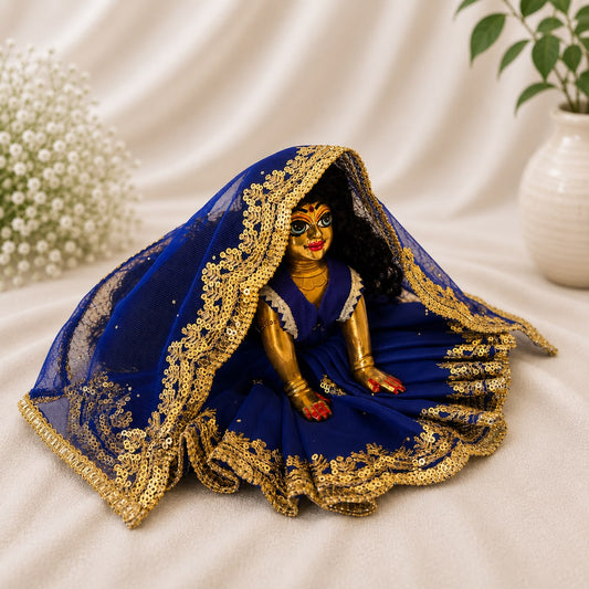 Jogan Meera Dark Blue Single Net Poshak for Radha Ju