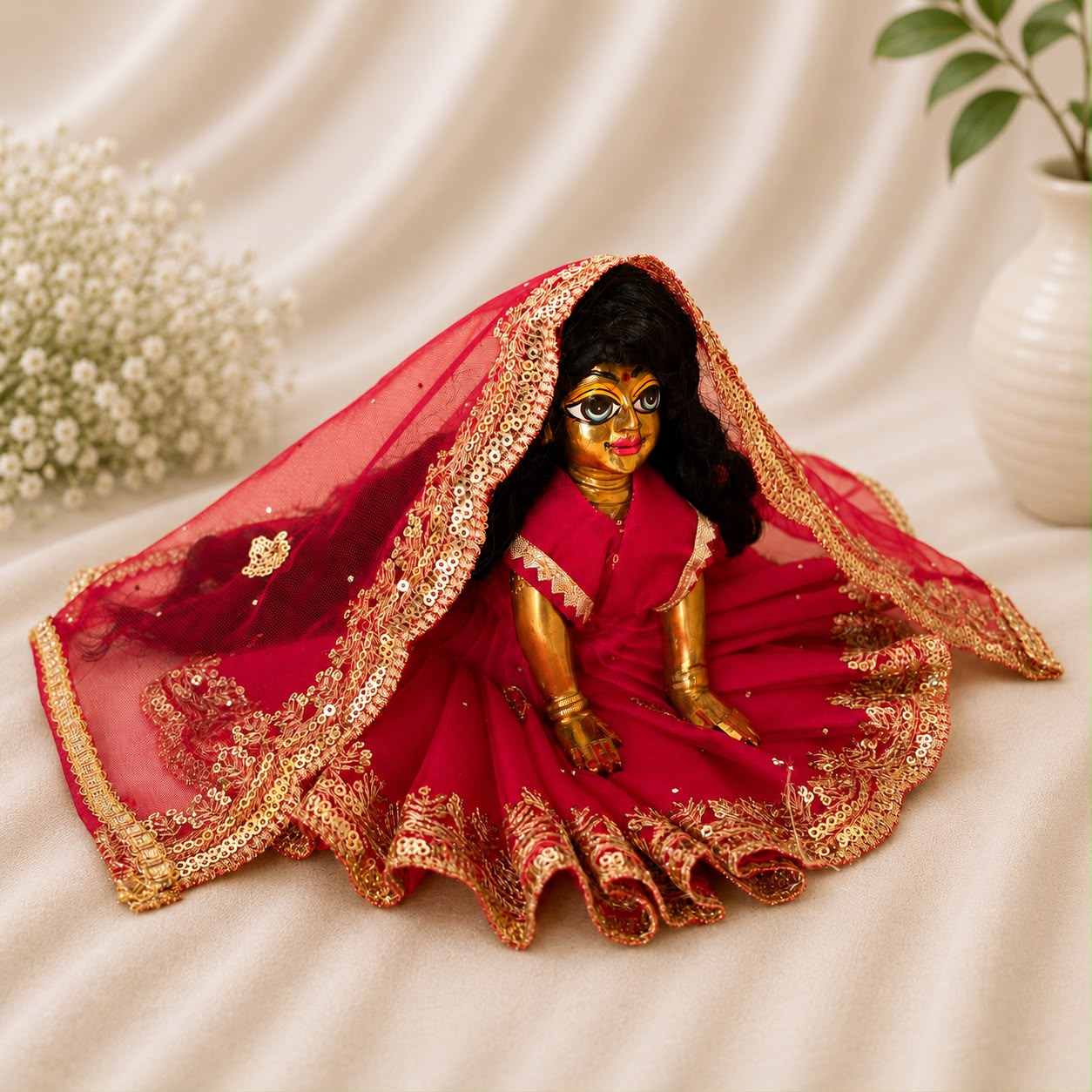 Jogan Meera Dark Pink Single Net Poshak for Radha Ju
