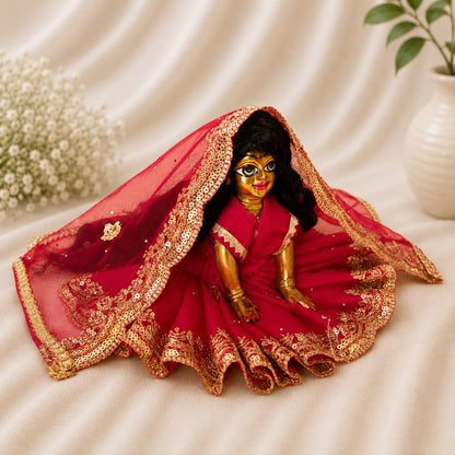 Jogan Meera Dark Pink Single Net Poshak for Radha Ju