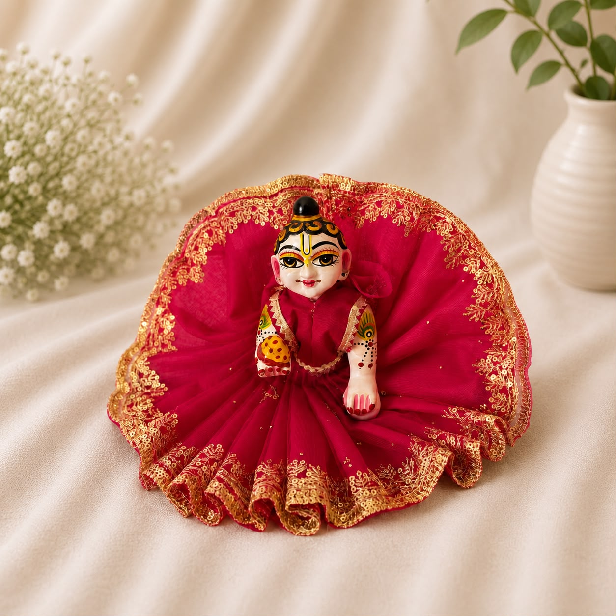 Jogan Meera Dark Pink Single Net Poshak for Laddu Gopal Ji