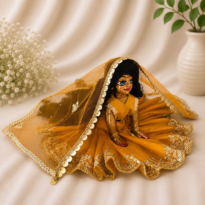 Jogan Meera Golden Single Net Poshak for Radha Ju