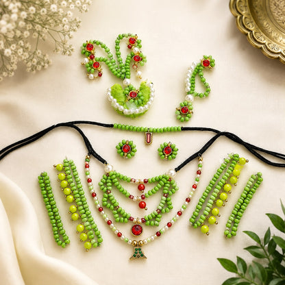 Jogan Meera Hariyali Amavasya Green Shringar Set for Laddu Gopal Ji