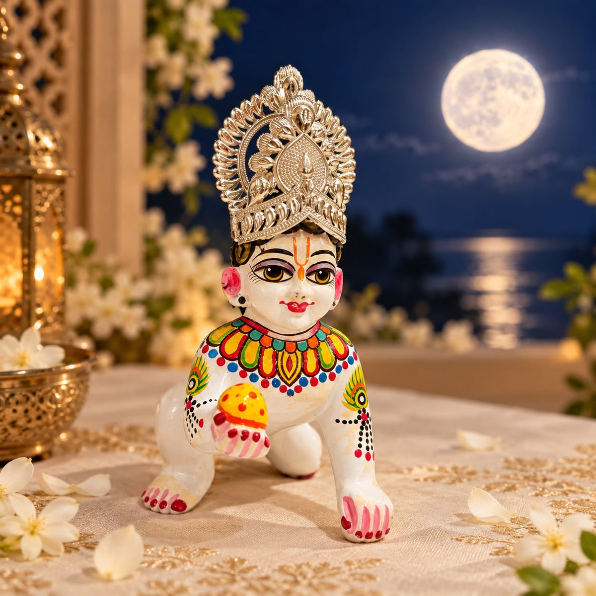 Jogan Meera Silver Mukut for Laddu Gopal