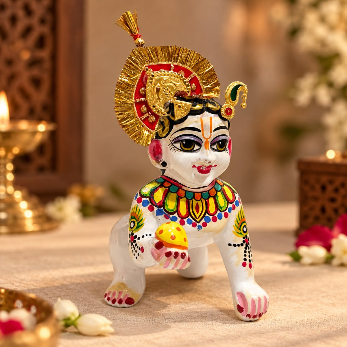 Jogan Meera Diwali Heavy Kiran Mukut & Shishful Set for Laddu Gopal Ji