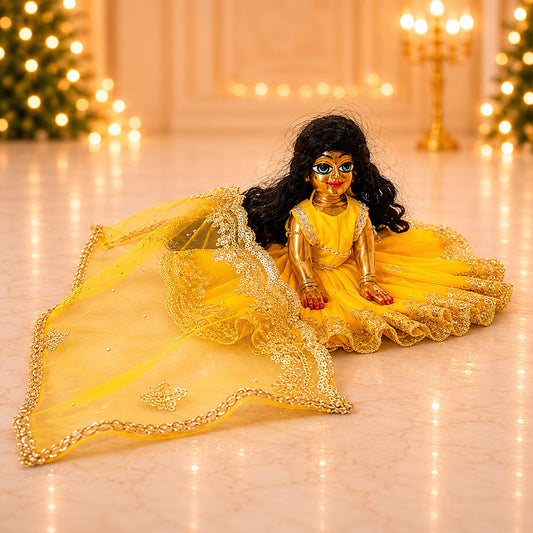 Jogan Meera Yellow Single Net Poshak for Radha Ju