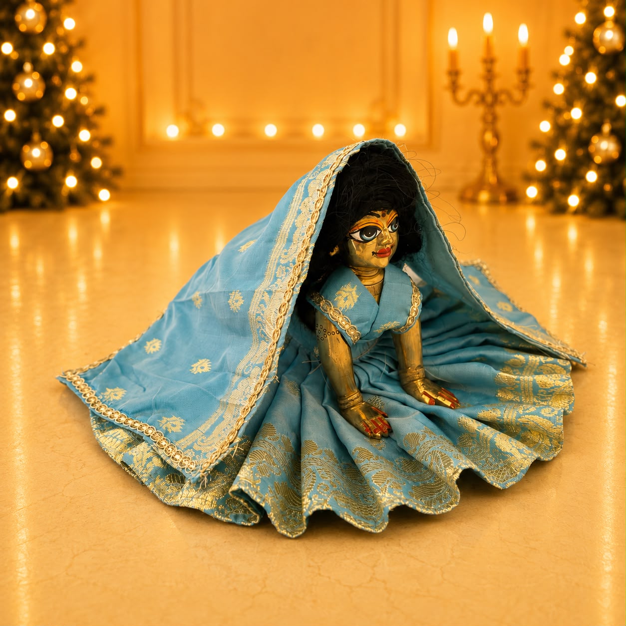 Jogan Meera Banarasi Light Blue Poshak for Radha Ju