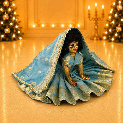 Jogan Meera Banarasi Light Blue Poshak for Radha Ju