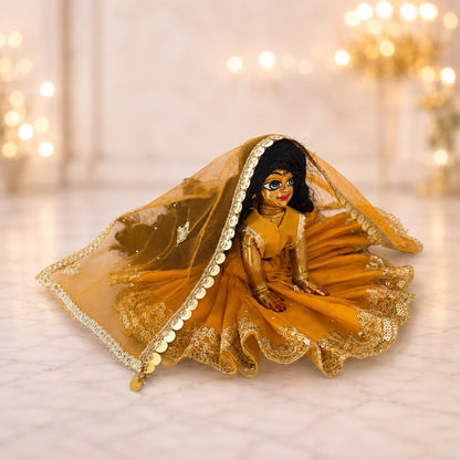 Jogan Meera Golden Single Net Poshak for Radha Ju
