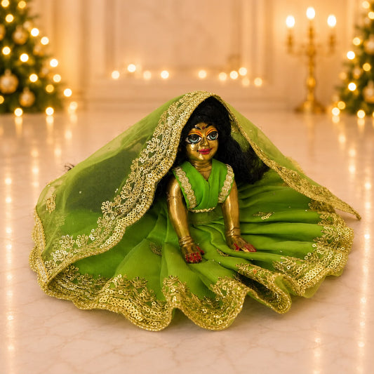 Jogan Meera Light Green Single Net Poshak for Radha Ju