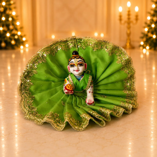 Jogan Meera Light Green Single Net Poshak for Laddu Gopal Ji
