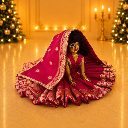 Jogan Meera Banarasi Dark Pink Poshak for Radha Ju
