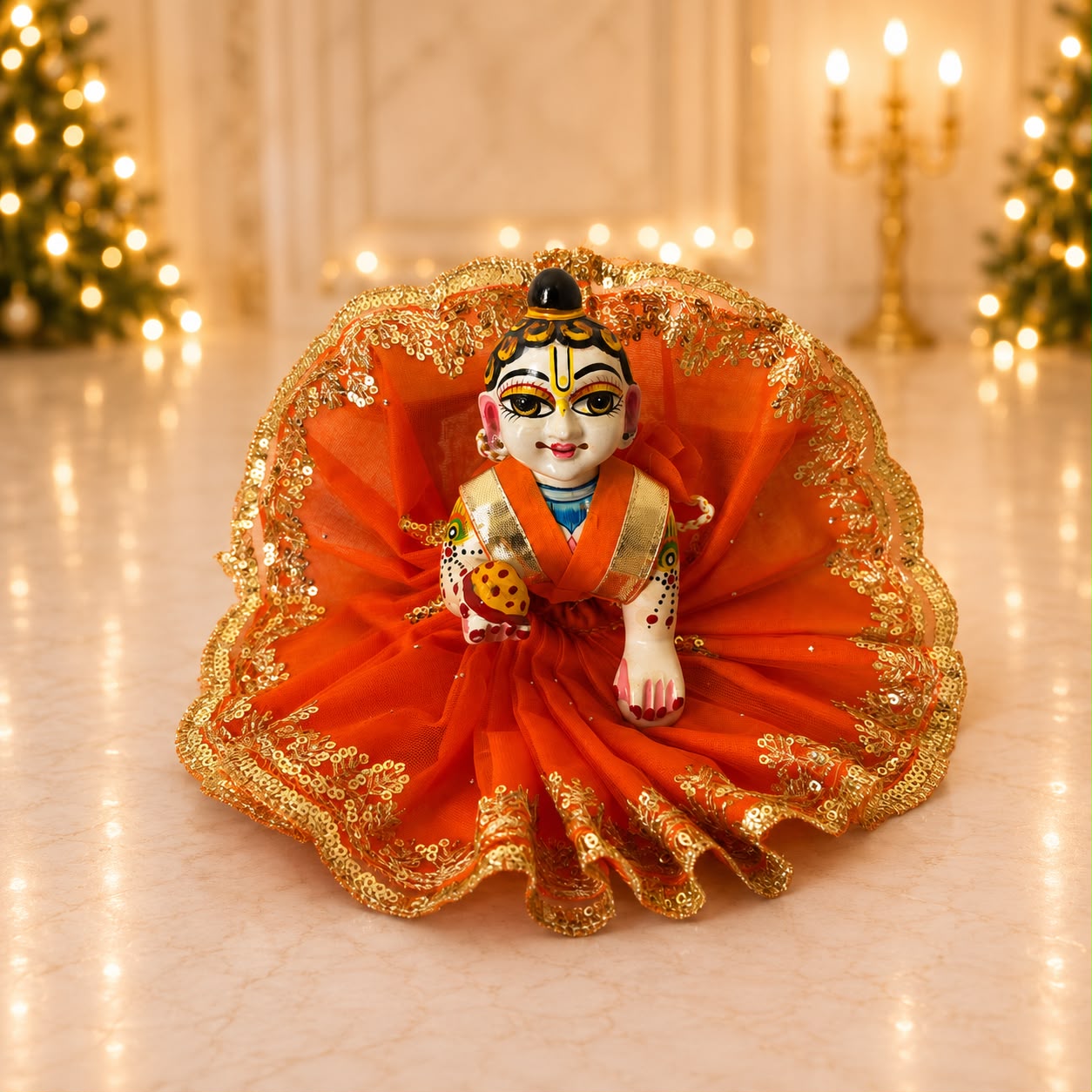 Jogan Meera Orange Single Net Poshak for Laddu Gopal Ji