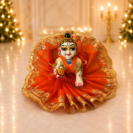 Jogan Meera Orange Single Net Poshak for Laddu Gopal Ji