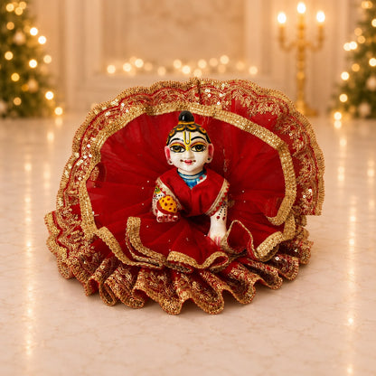Jogan Meera Double Net Red Poshak for Laddu Gopal Ji
