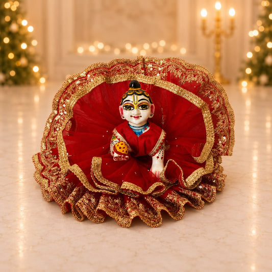 Jogan Meera Double Net Red Poshak for Laddu Gopal Ji
