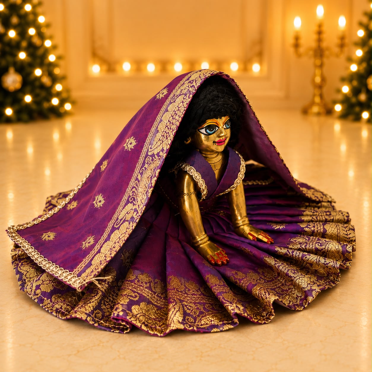 Jogan Meera Banarasi Purple Poshak for Radha Ju