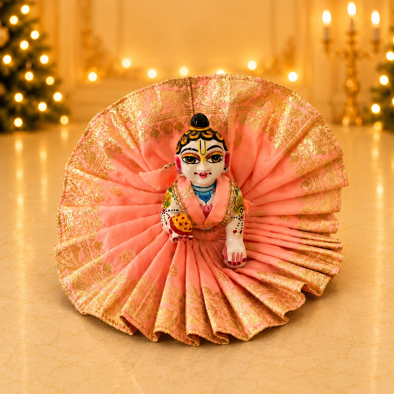 Jogan Meera Banarasi peach Poshak for Laddu Gopal Ji