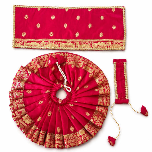 Jogan Meera Banarasi Dark Pink Poshak for Radha Ju