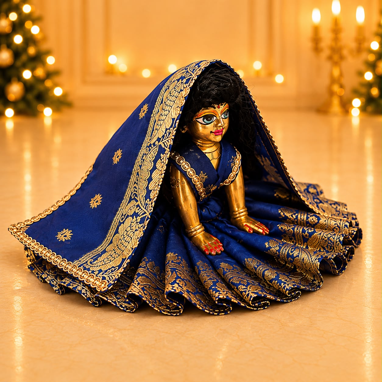 Jogan Meera Banarasi Dark Blue Poshak for Radha Ju