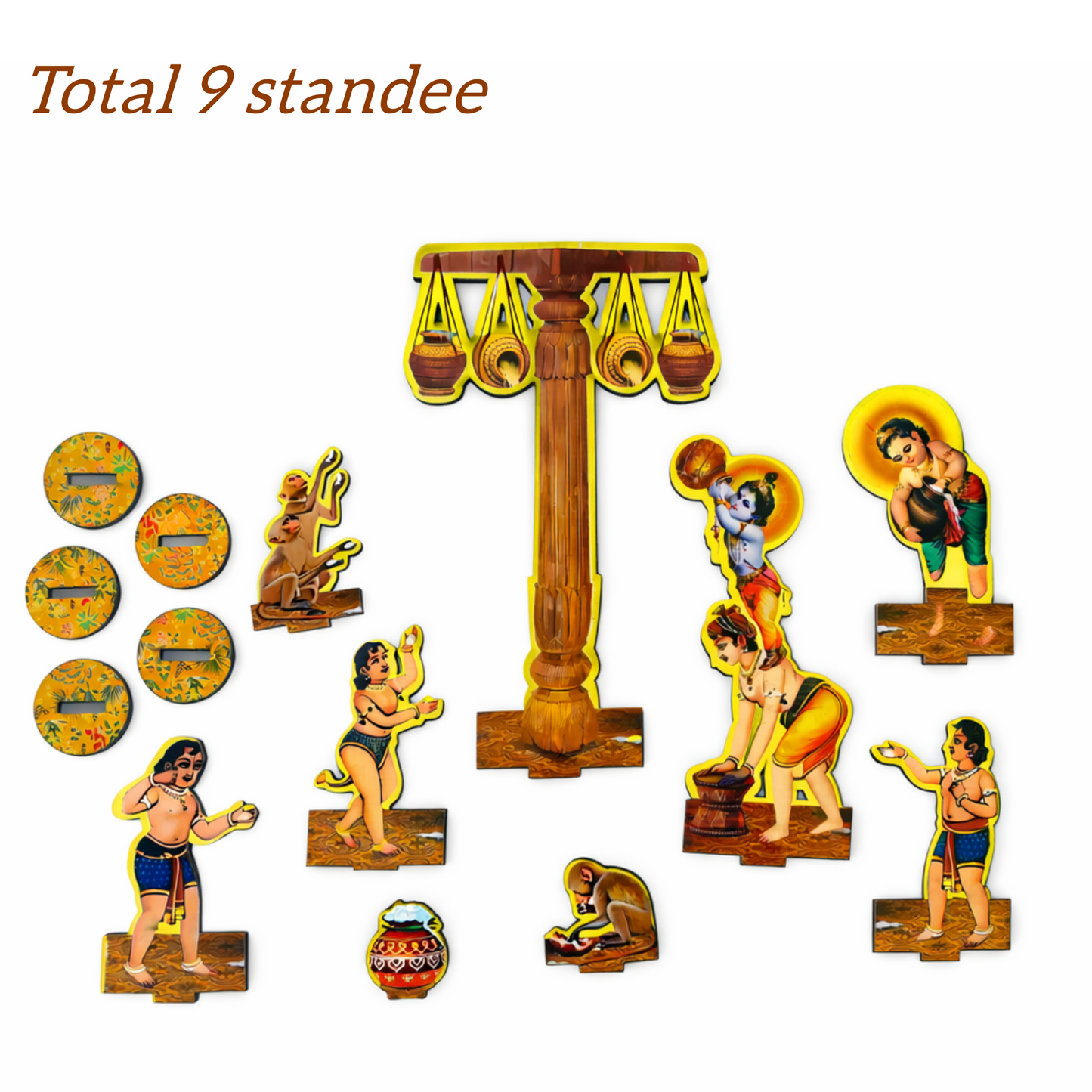 Jogan Meera Makhan Chor Krishna MDF Jhanki Stand Set