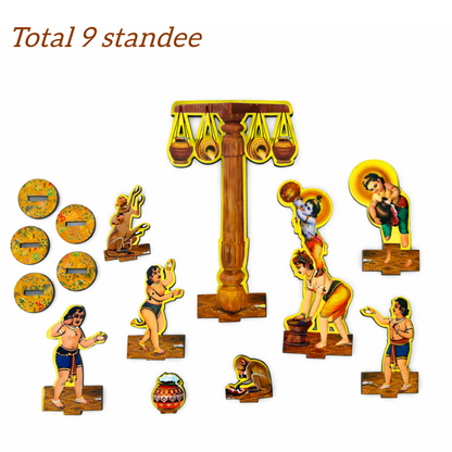 Jogan Meera Makhan Chor Krishna MDF Jhanki Stand Set