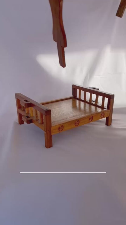 Jogan Meera Macchardani Bed with Gadda Set Shayan Seva Combo (Foldable Stand)